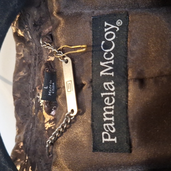 Pamela McCoy Brown Patterned Leather Studded Jacket Size L - Picture 2 of 11